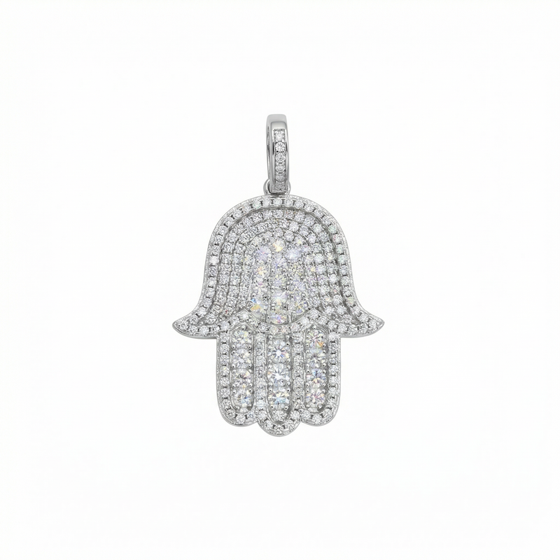 Round Cut Hamsa Pendant