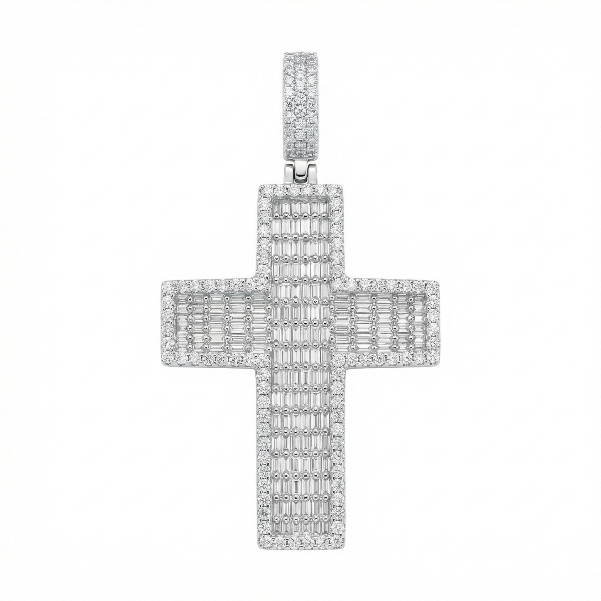 Baguette Cut Cross Pendant