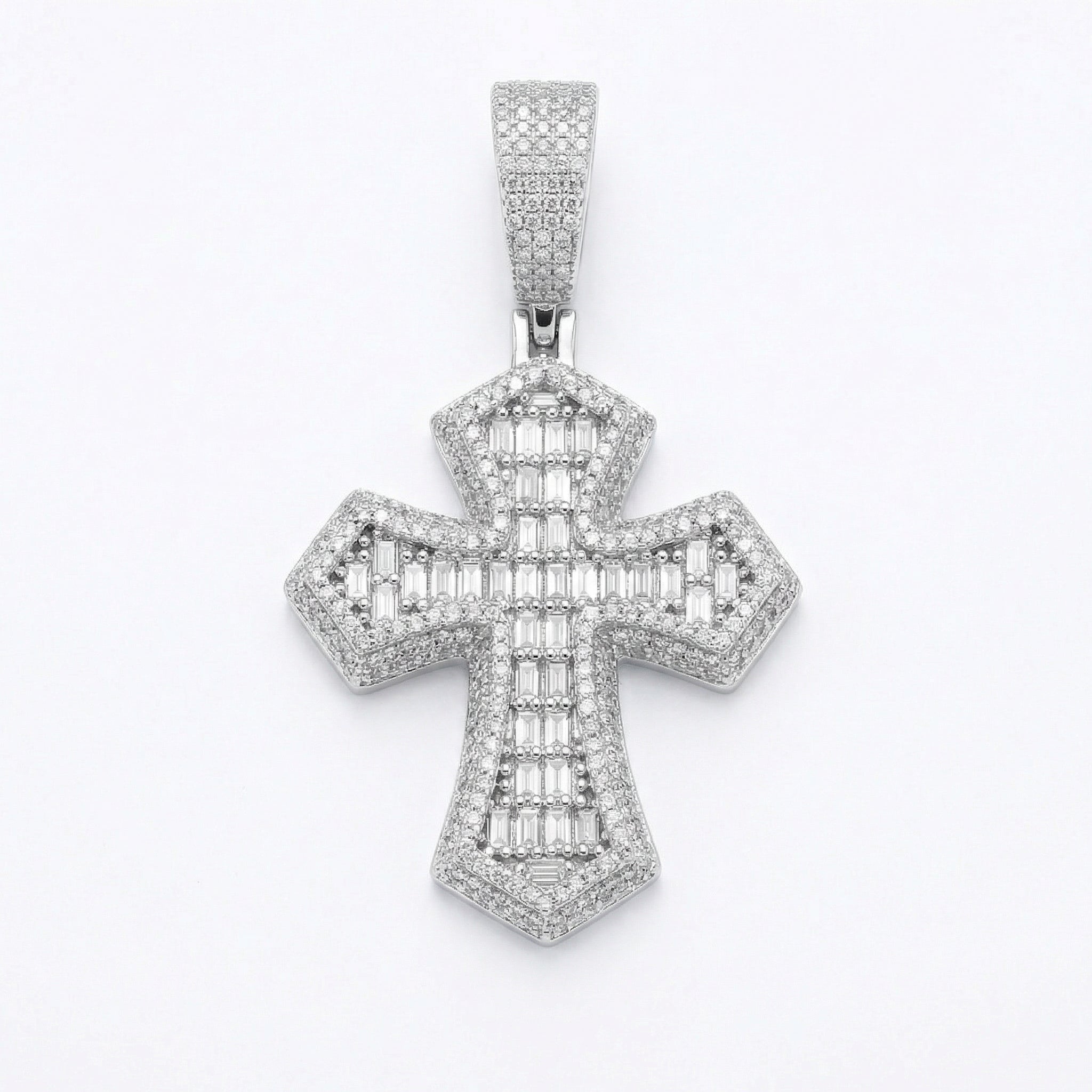 Emerald Cut Cross Pendant