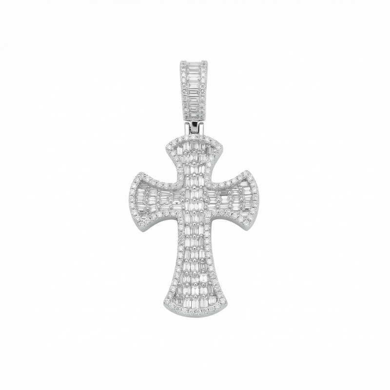 Round Cross Emerald Cut Pendant