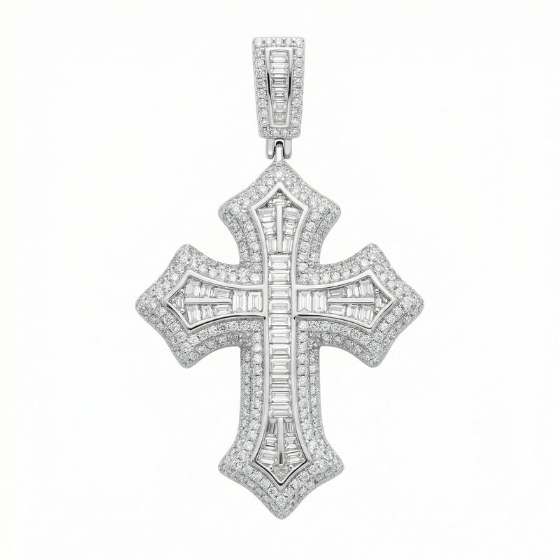 Baguette Cut Cross Pendant