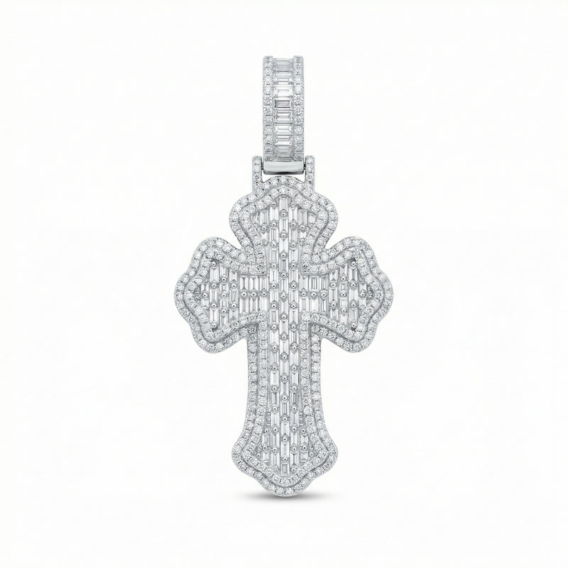 Emerald Cut Cross Pendant