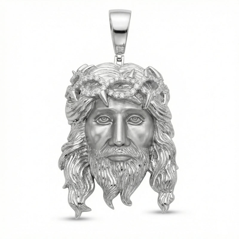 Gem Set Crown Jesus Pendant