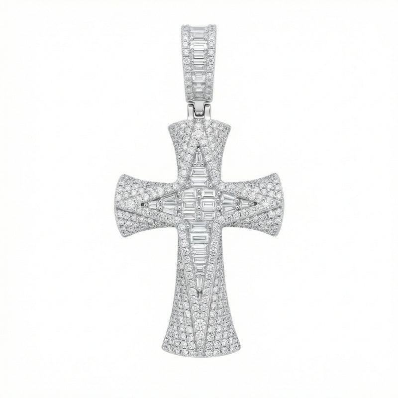 Emerald Cut Cross Pendant