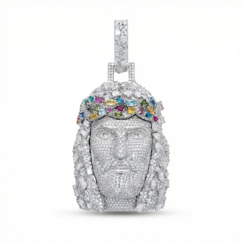 Gem Set Crowned Jesus Pendant