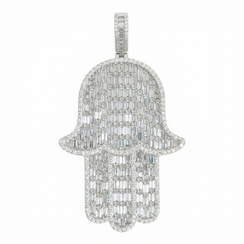 Big Hamsa Emerald Cut Pendant