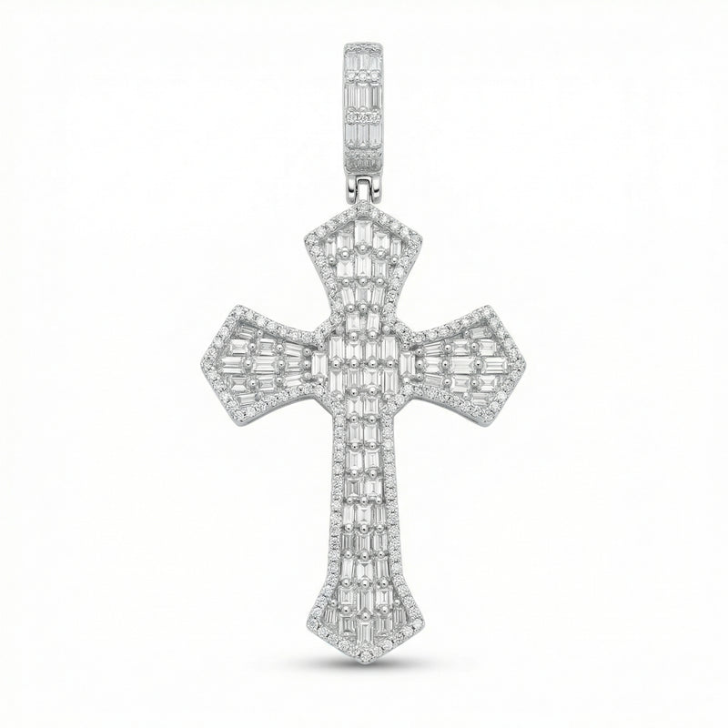 Baguette Cut Cross Pendant
