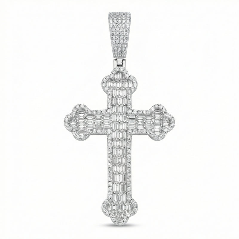 Emerald Cut Cross Pendant