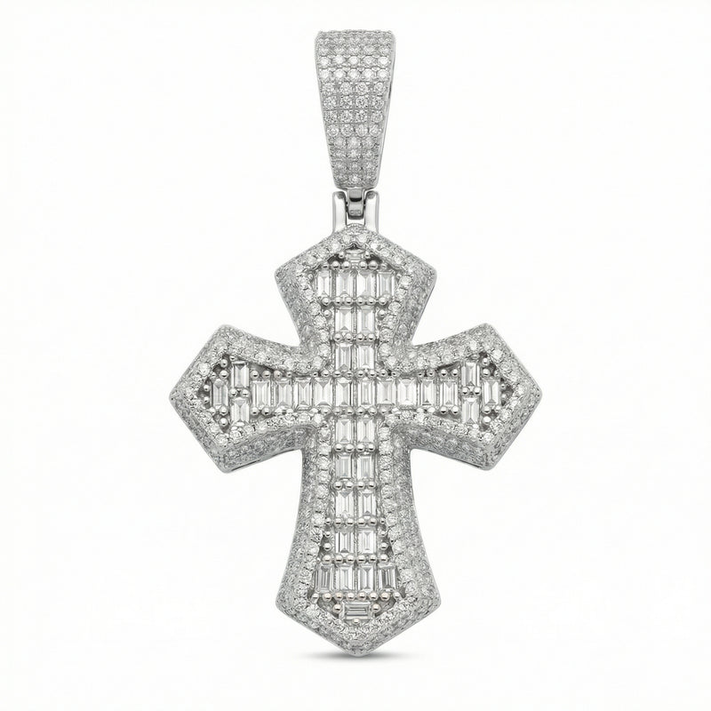 Emerald Cut Cross Pendant