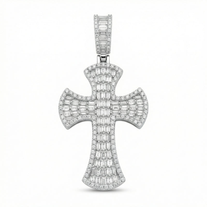 Round Cross Emerald Cut Pendant