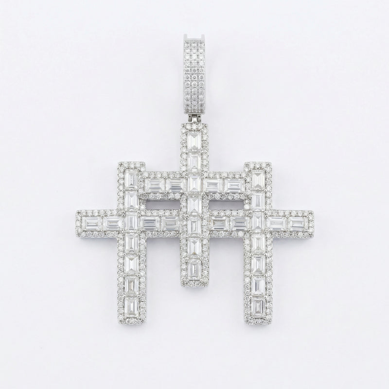 Triple Baguette Cross Pendant