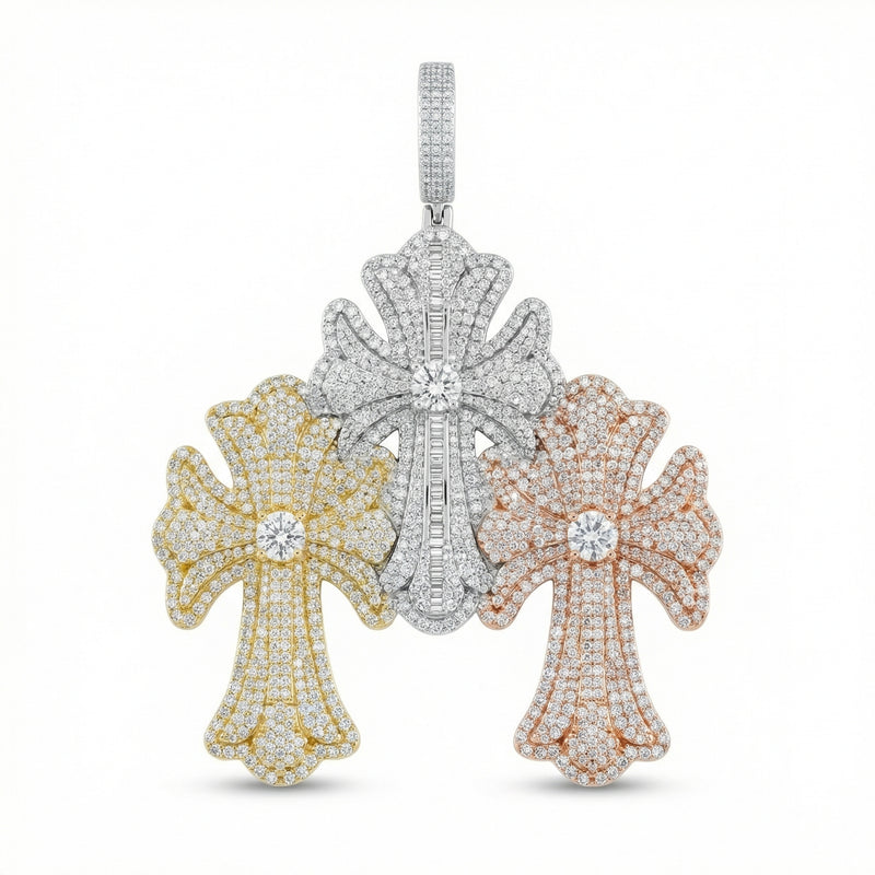 Flawless Round Cut Cross Pendant