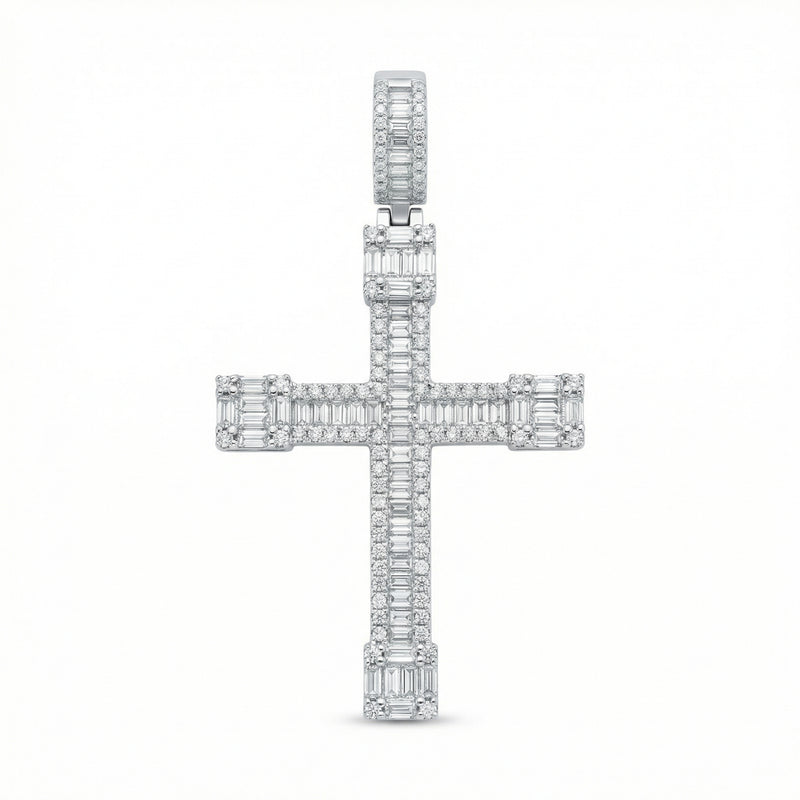 Emerald Cut Cross Pendant