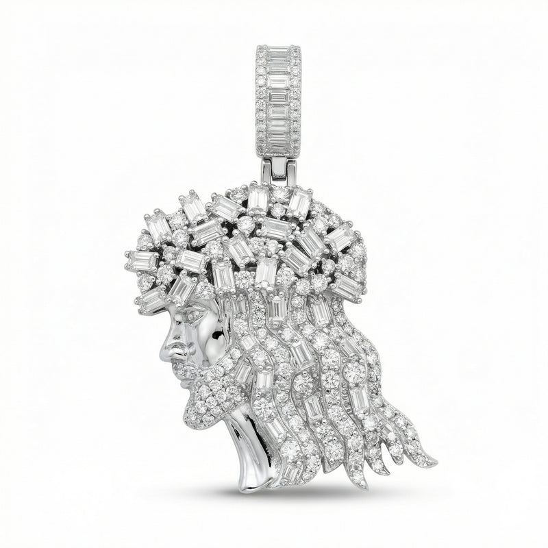 Baguette Cut Side Jesus Pendant
