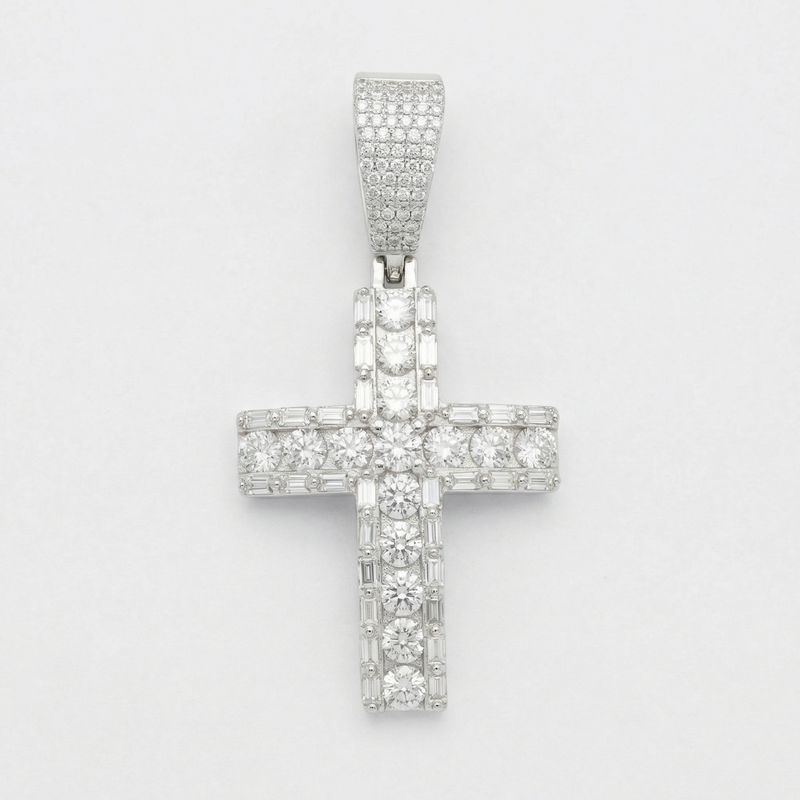 Flawless Round Cut Cross Pendant