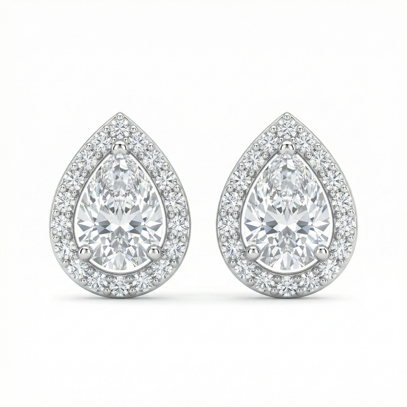 Diamond Pear Shape Studs