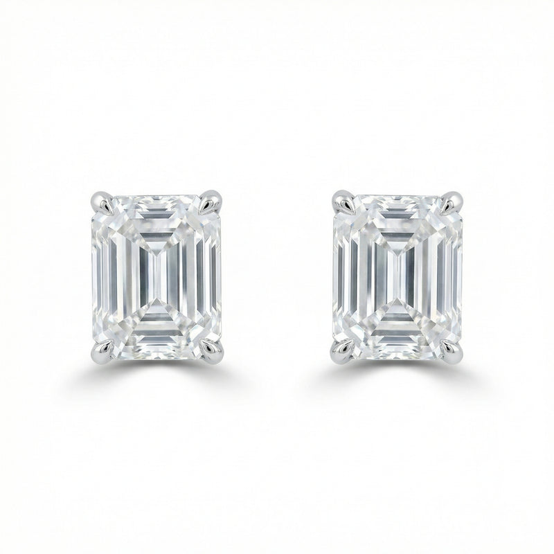 Diamond Emerald Cut Studs (8mm)