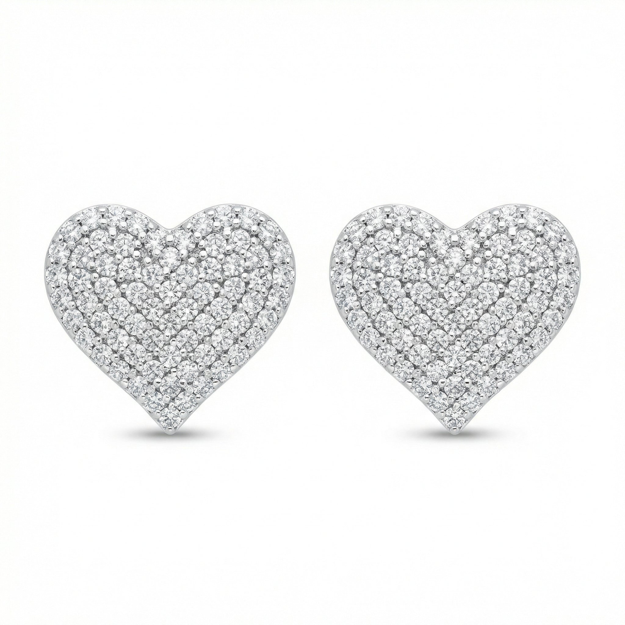 Diamond Heart Shaped Flower Set Studs