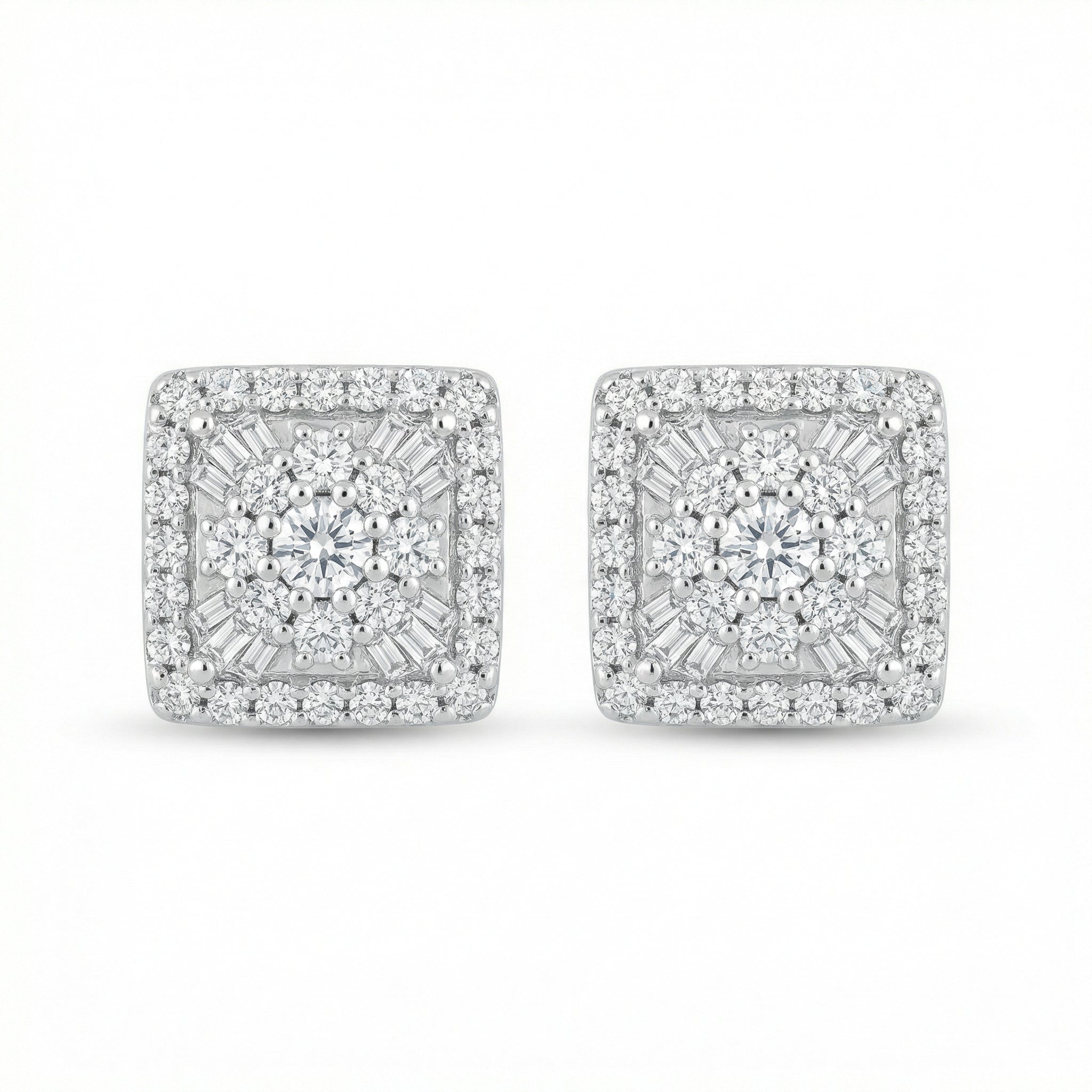 Diamond Square Mismatch Gem Studs