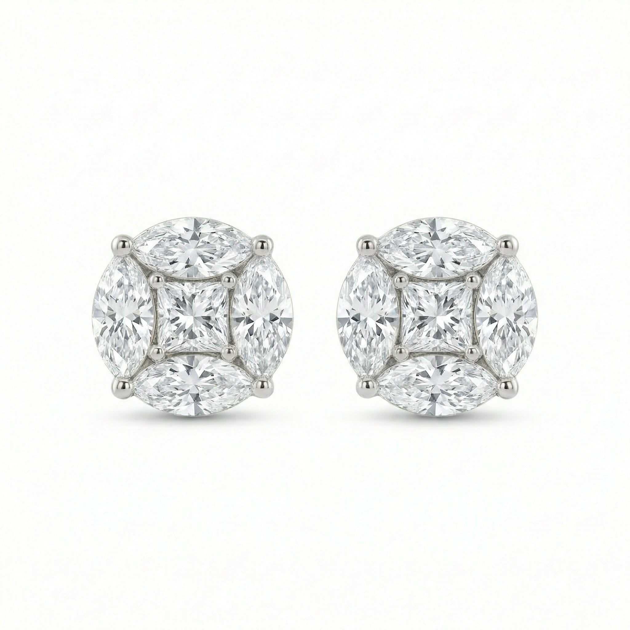 Diamond Round Shape Oval Cut Studs