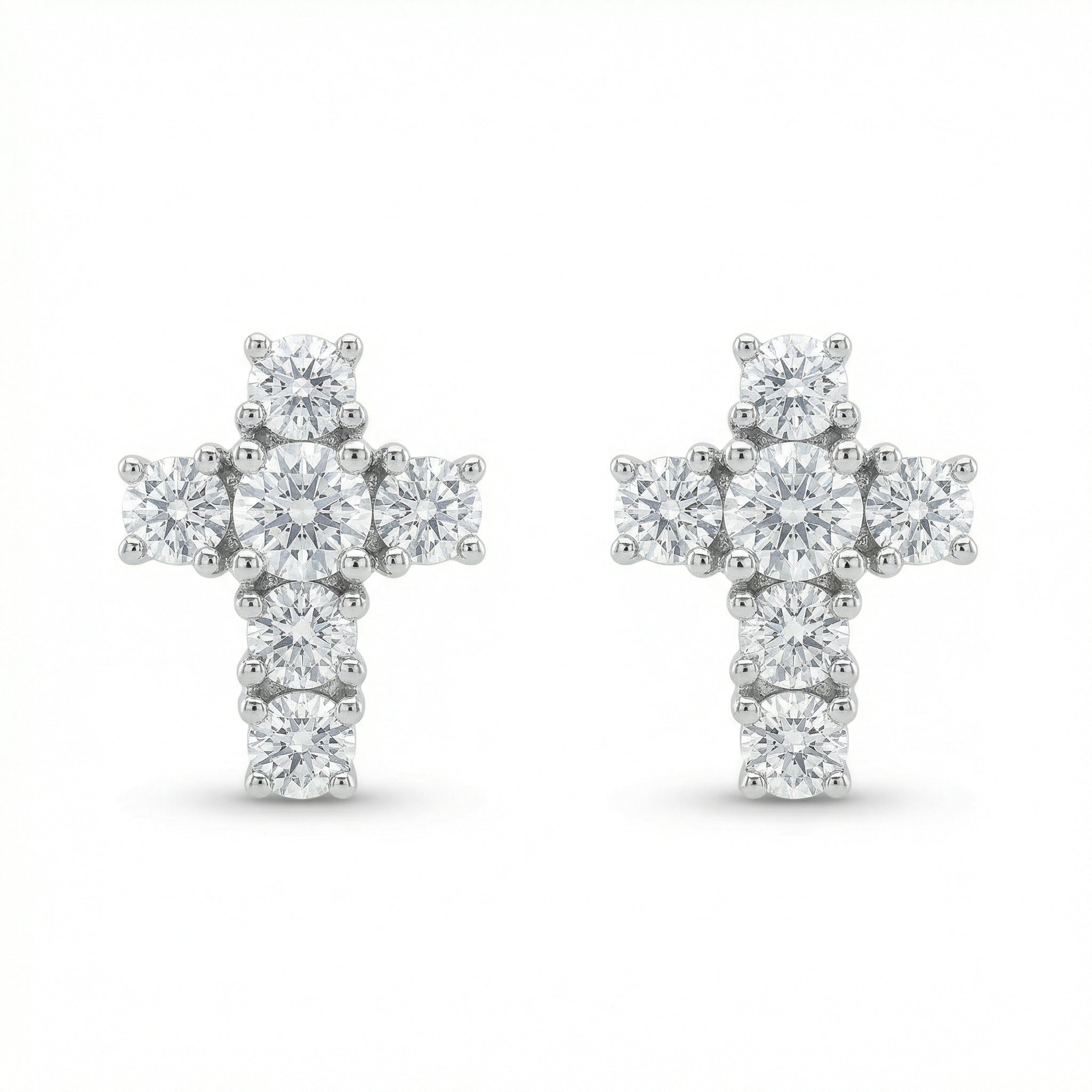 Diamond Round Cut Cross Studs