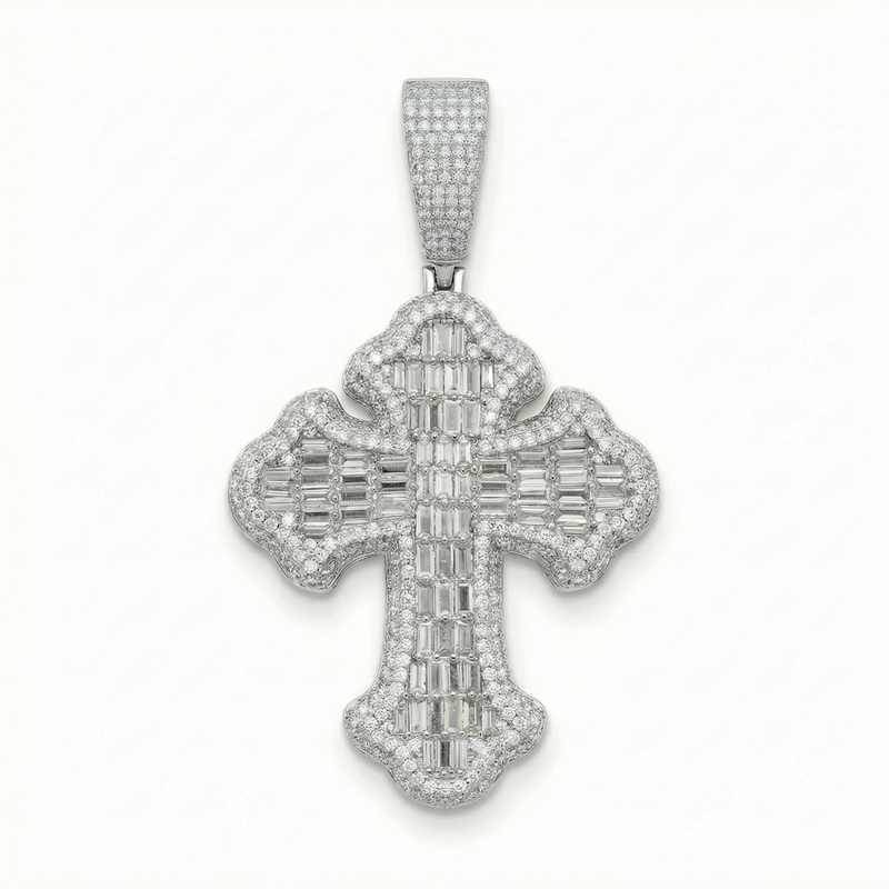 Baguette Cut Cross Pendant