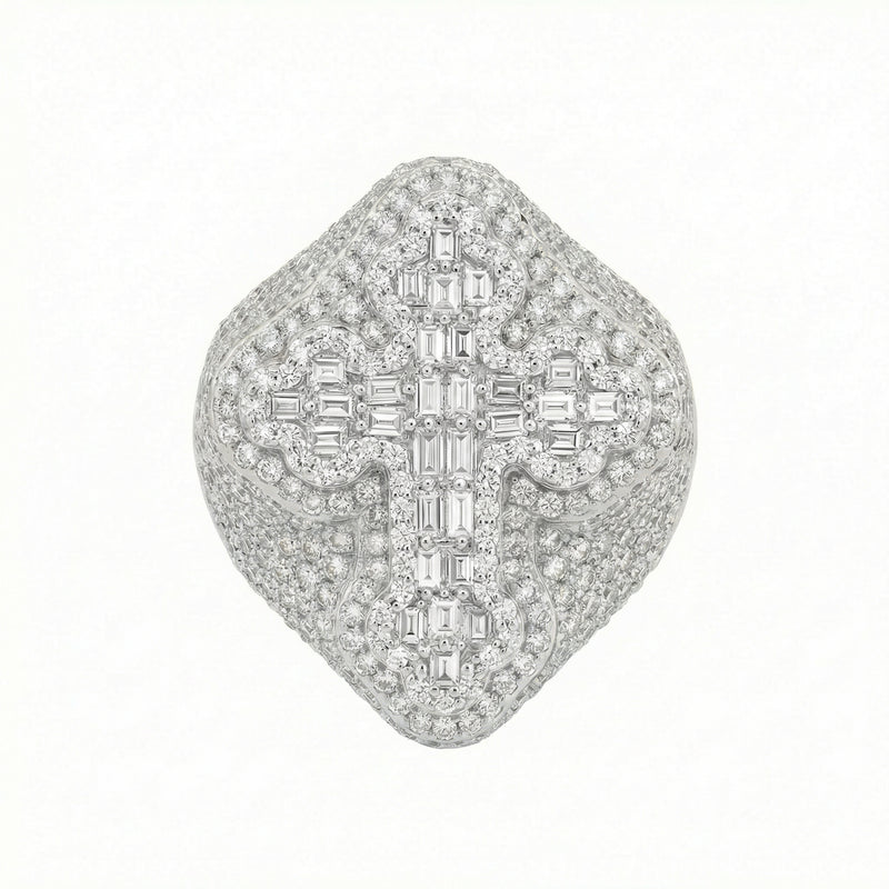 Cross Design Pave Ring