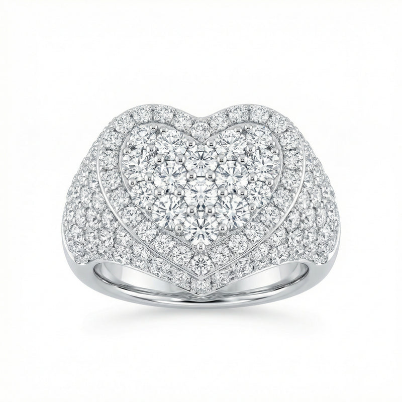 Pave Heart Puffed Ring