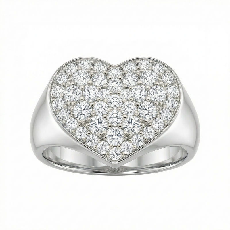 Heart Shaped Paved Setting Ring