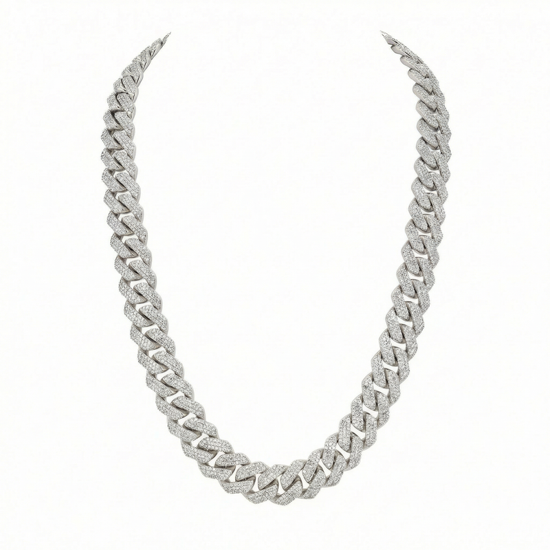 Pave Setting Cuban Link Chain (14mm)