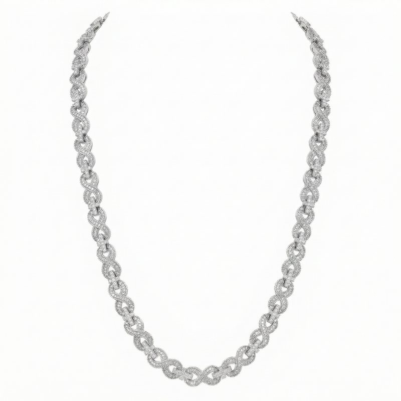 Baguette Cut Infinity Cross Chain