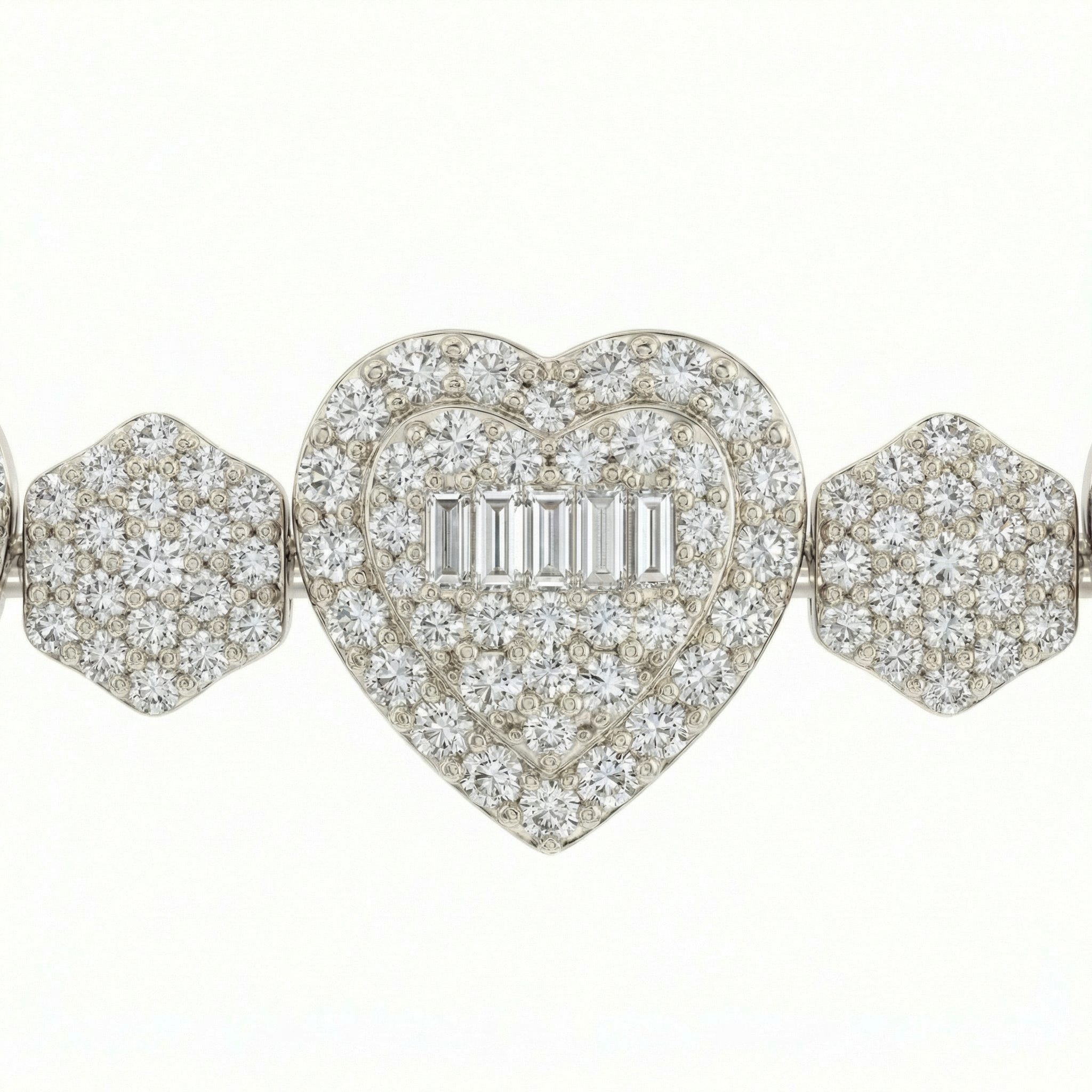 Heart Shaped Flower Link Bracelet