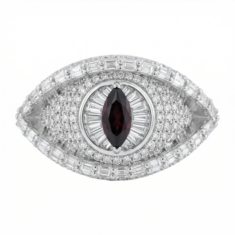 Evil Eye Emerald Cut Ring