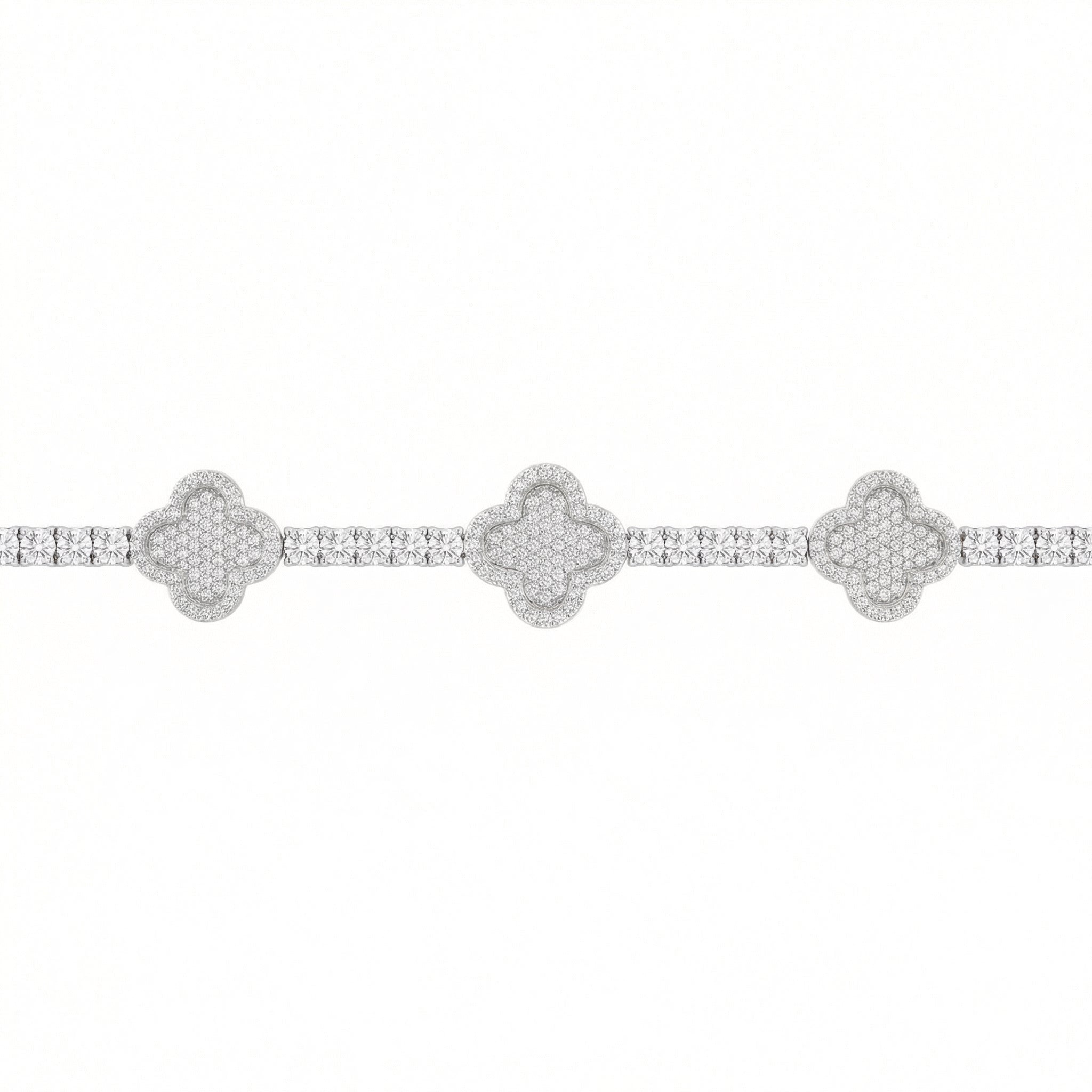 Triple Clover Tennis Link Bracelet