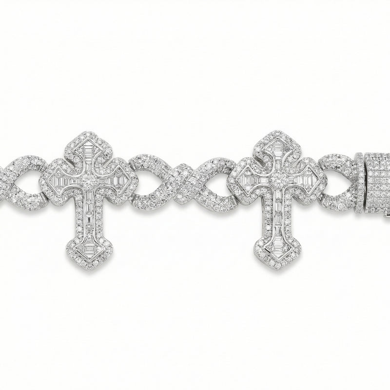 Emerald Cross Infinity Link Bracelet