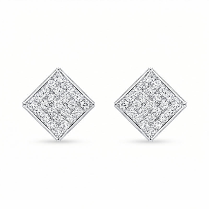 Diamond Square Flower Setting Studs