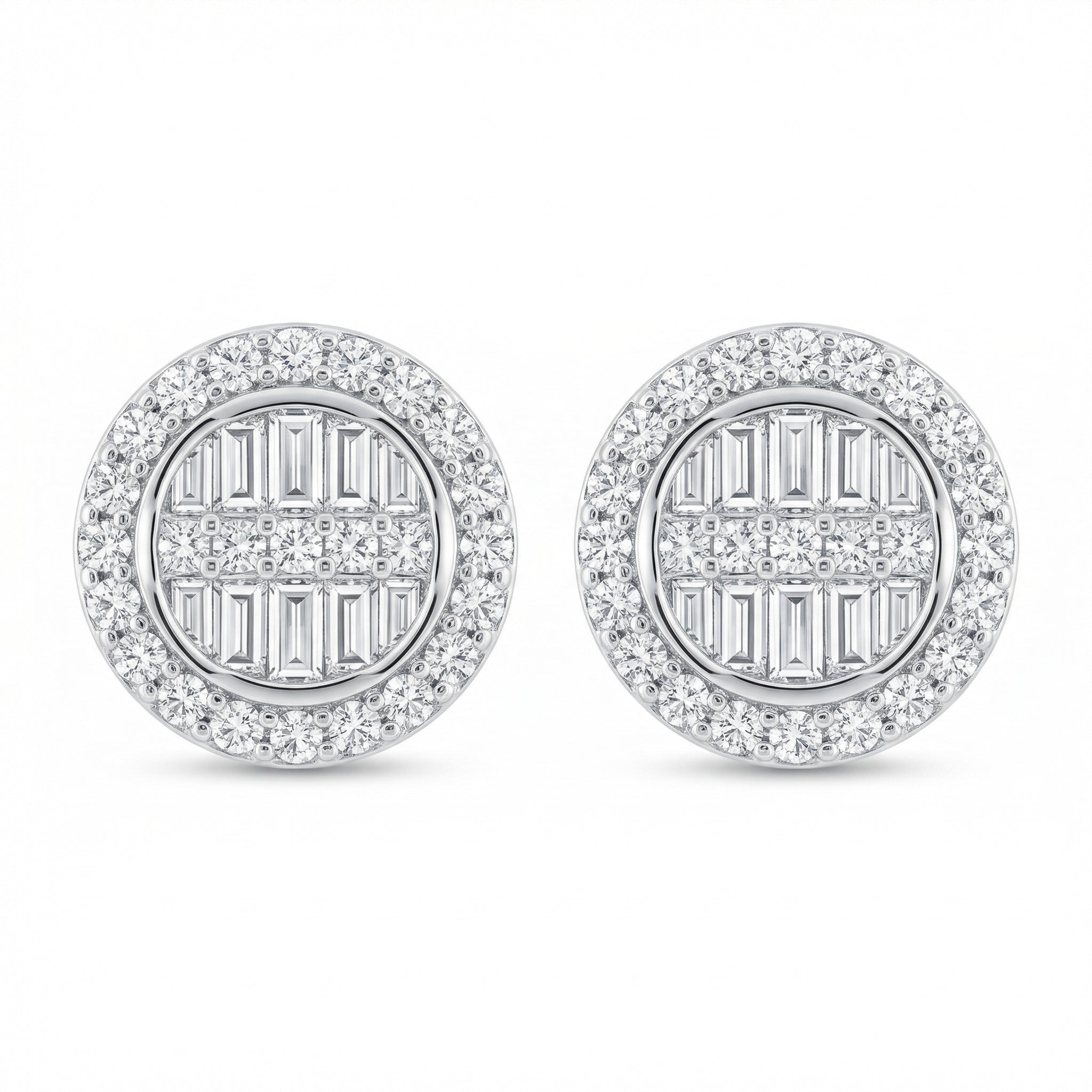 Diamond Round Shape Baguette Cut Studs