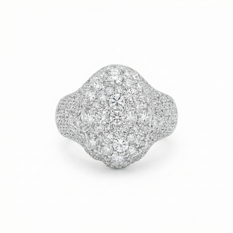 Hamsa Round Edge Mosaic Setting Ring