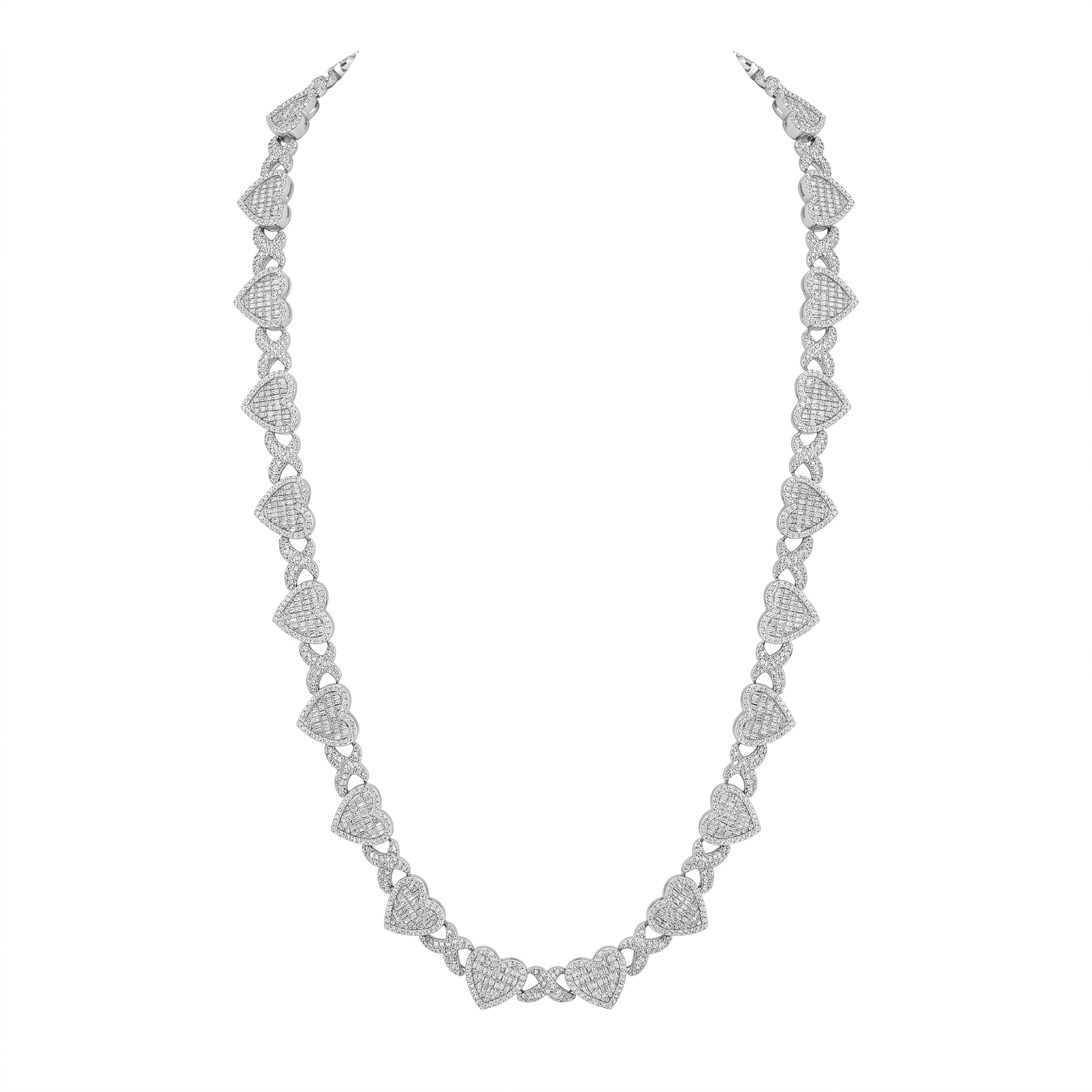 Ladies Heart Link Diamond Necklace