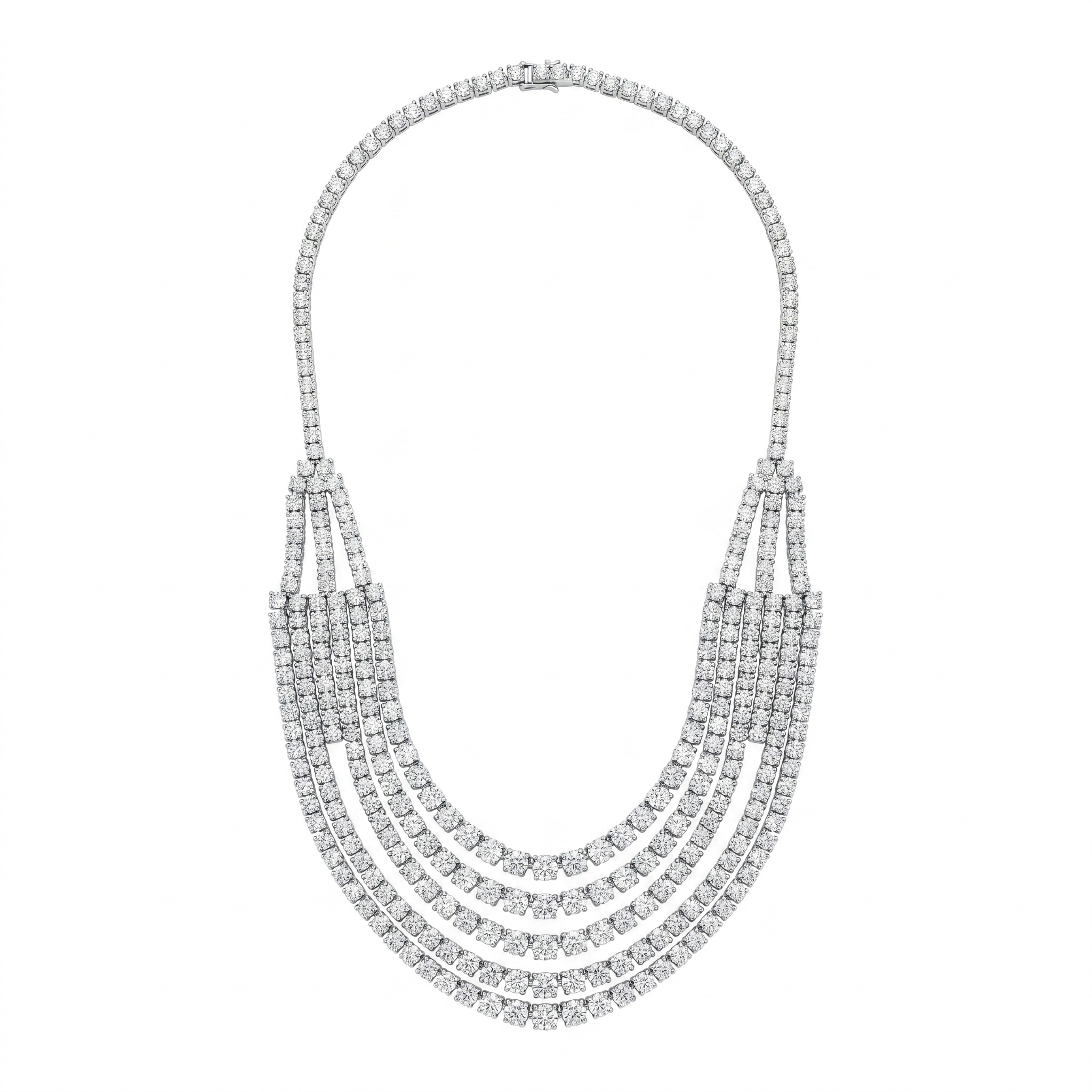 Ladies Five Row Draped Tennis Necklace