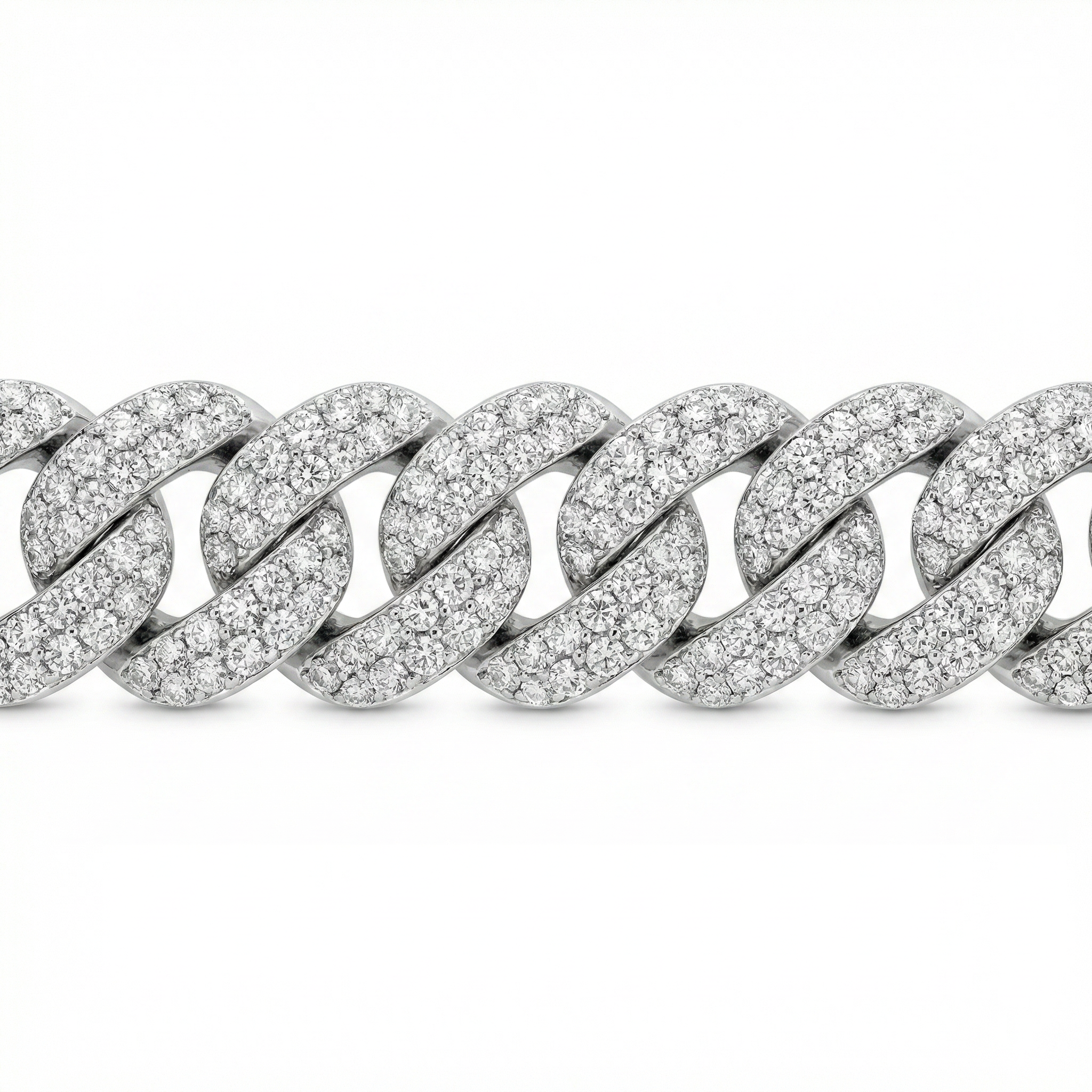 Flower Setting Cuban Link Bracelet (14mm)