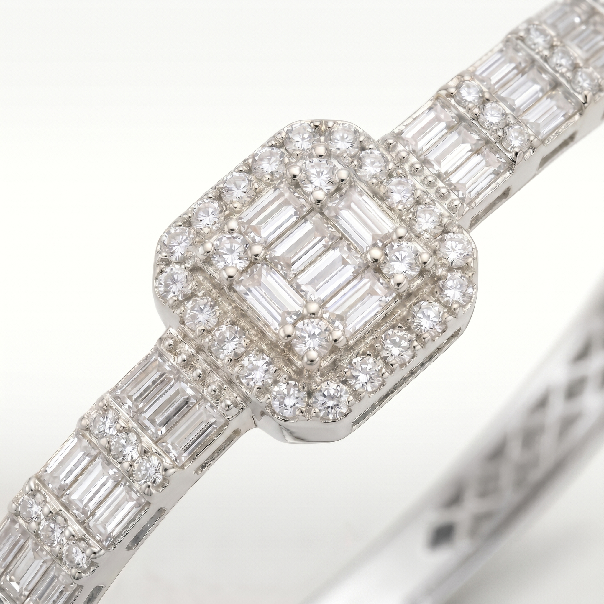 Square Set Emerald Cut Bangle