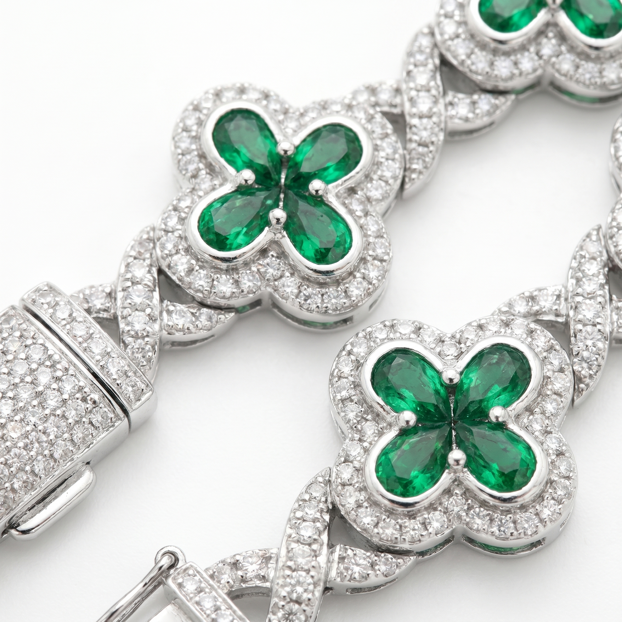 Colored Clover Link Diamond Bracelet