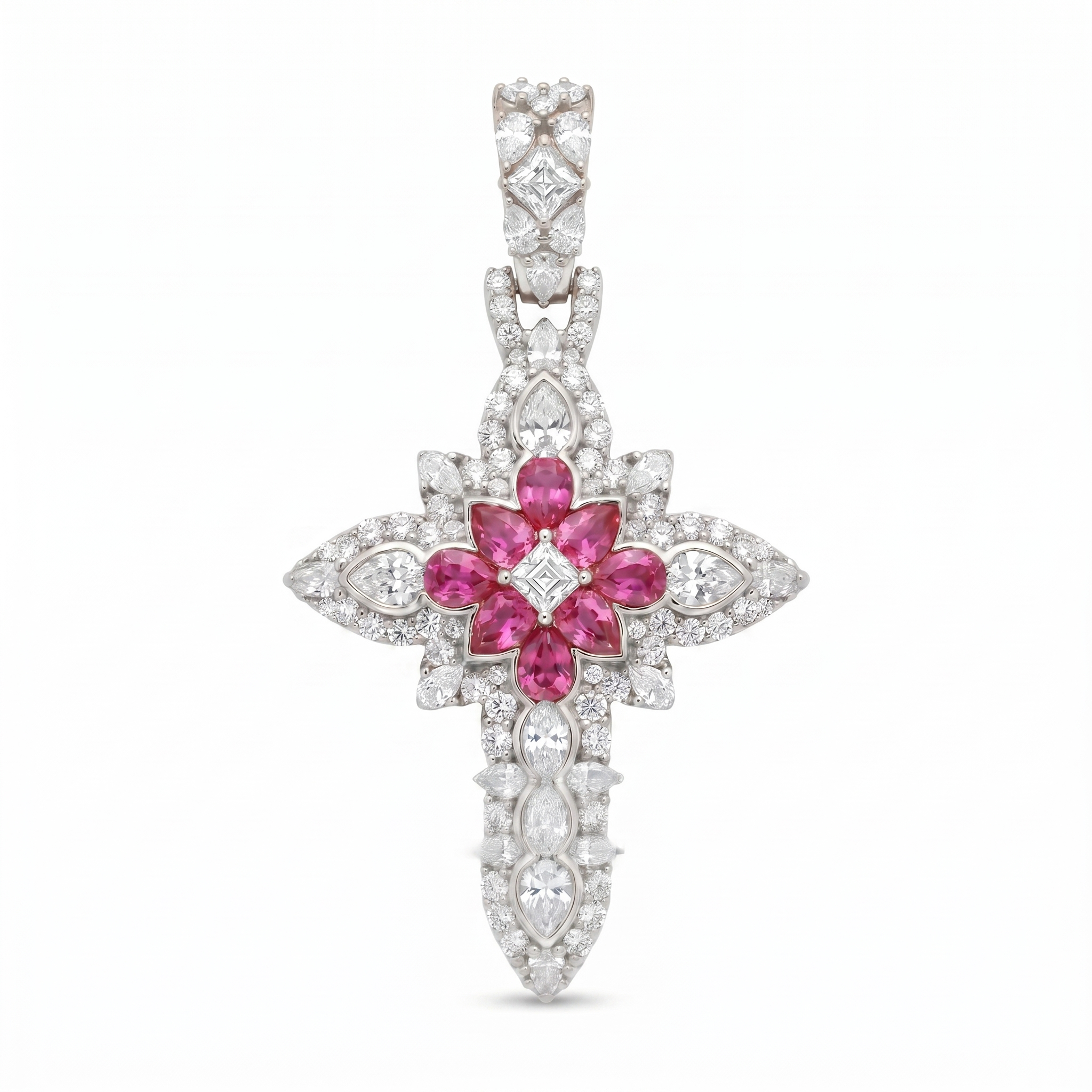 Pear Shape Colored Stone Cross